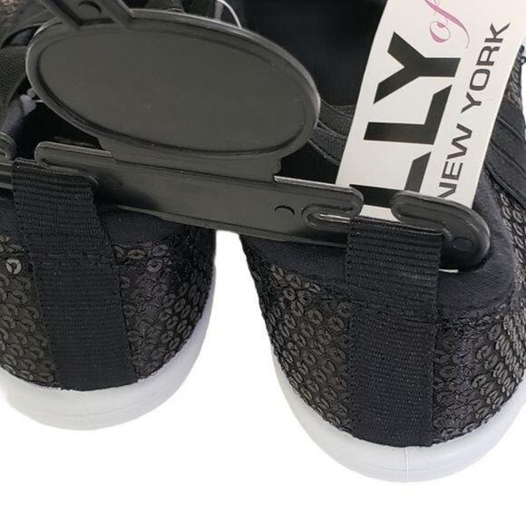 2 FOR $5 SALE Lilly of New York  Black Sequined Slip On Sneakers Size 10 - Picture 3 of 9